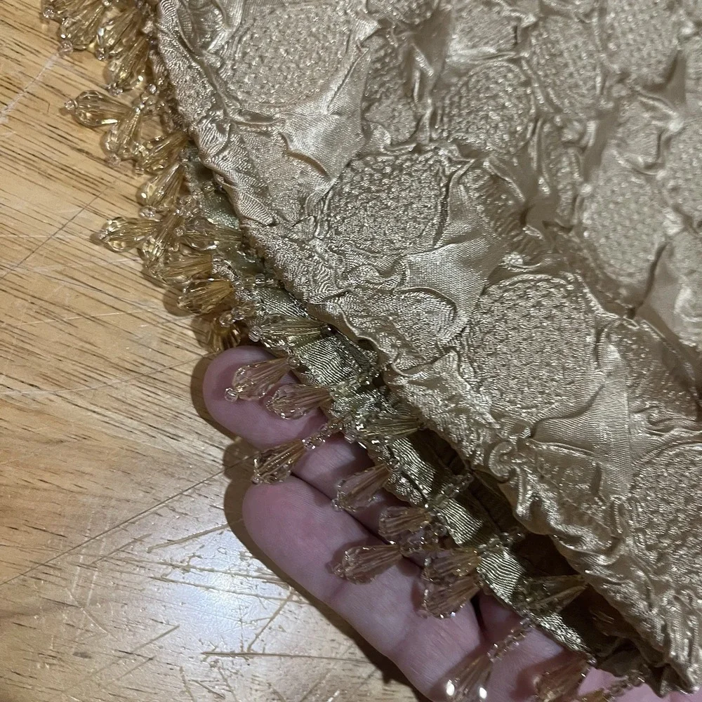 JCPenney Gold Crinkle Waterfall Valance Beads 26x30